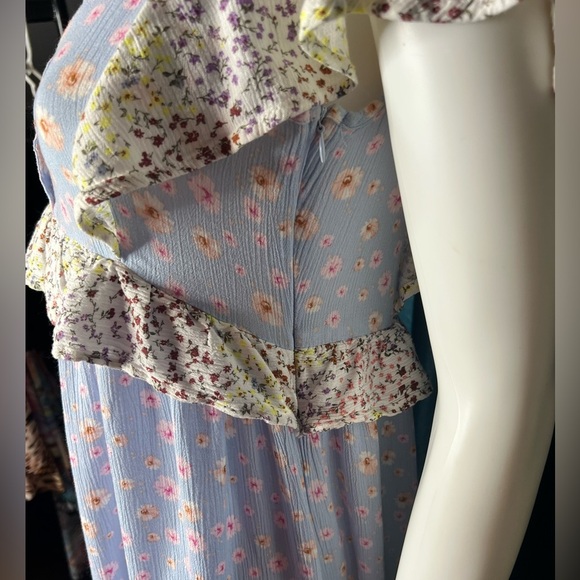 Anthropologie Wonderly Floral High Low Ruffle Midi Dress Boho Cottagecore Size S - Picture 4 of 8